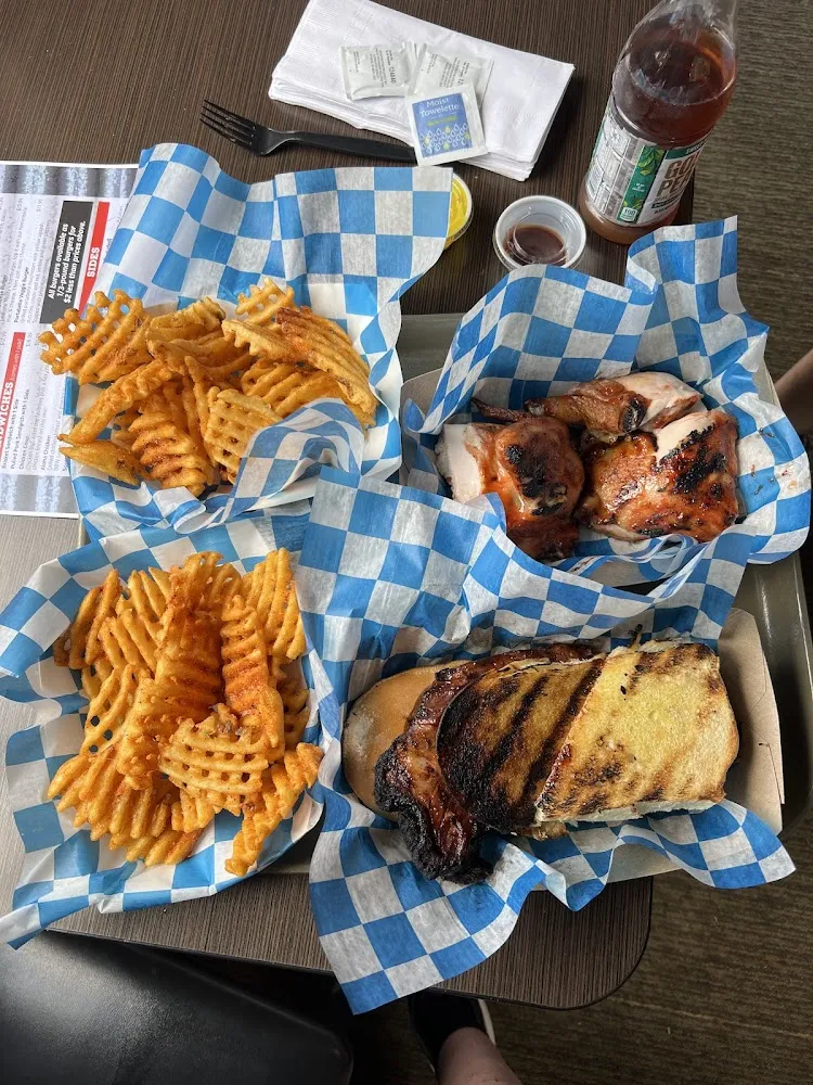Half Chicken and Brisket Sandwich with Fries